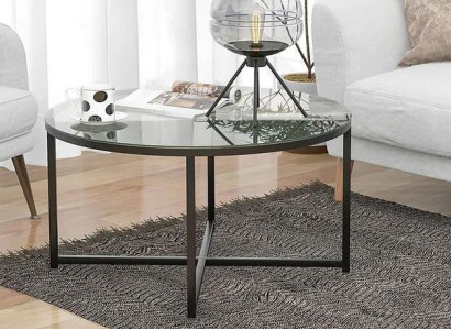 Coffee table Luxurious Living room Dining room furniture Glass + Metal Black high quality